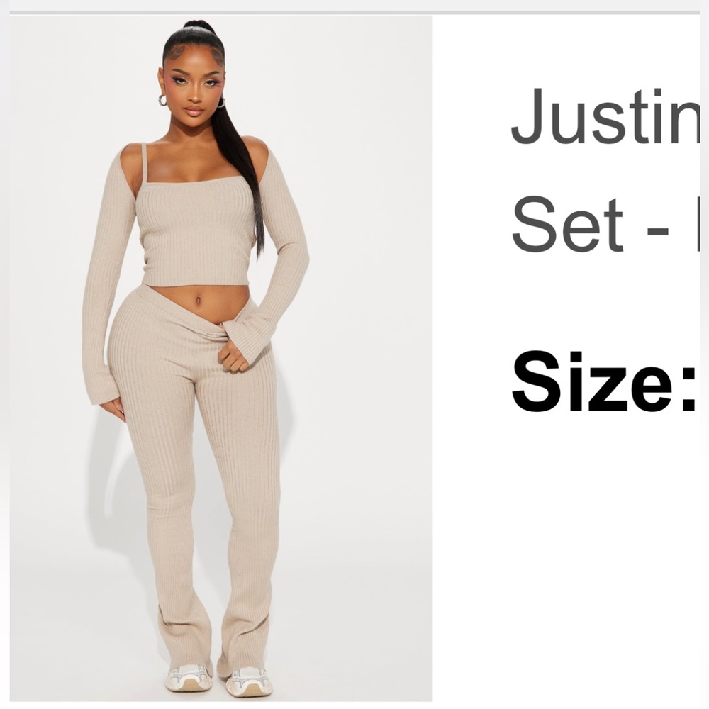 Fashion Nova Tan Ribbed Knit Set